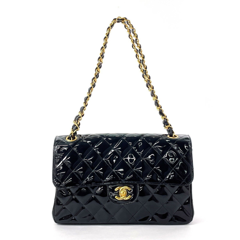 CHANEL Matelasse Chain Shoulder Bag Patent Leather Black - Picture 3 of 12